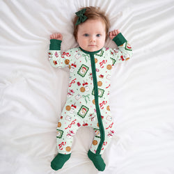 Christmas Santa’s Sweet Treats Bamboo Zipper Romper Pajamas
