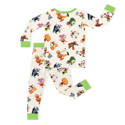 Halloween Street Furry Pals Green Kids Bamboo Two-Piece Pajama Set