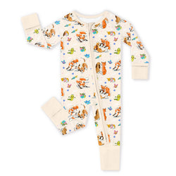 Playful Pups Foxs and Butterflies Bamboo Zipper Romper Pajamas