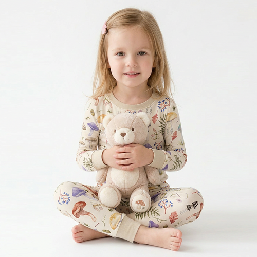 Mushroom Magic Meadow Adventure Kids Bamboo Two-Piece Pajama Set