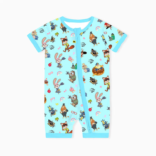 Crazy Zoo Dad&Me Blue Bamboo Family Short Matching Pajamas