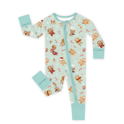 Christmas Gingerbread Sweet Bakery Bamboo Zipper Romper Pajamas