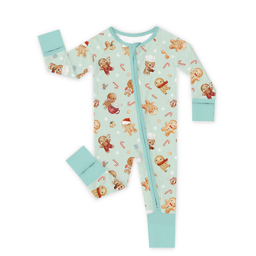 Christmas Gingerbread Sweet Bakery Bamboo Zipper Romper Pajamas