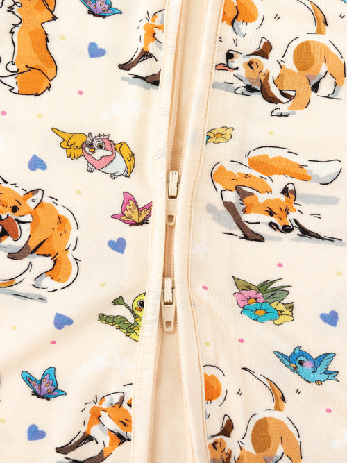 Playful Pups Foxs and Butterflies Bamboo Zipper Romper Pajamas