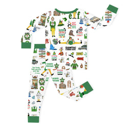 Christmas Little Green Elf Stage Kids Bamboo Two-Piece Pajama Set