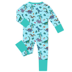 Mech Dino Tropical Bamboo Zipper Romper Pajamas