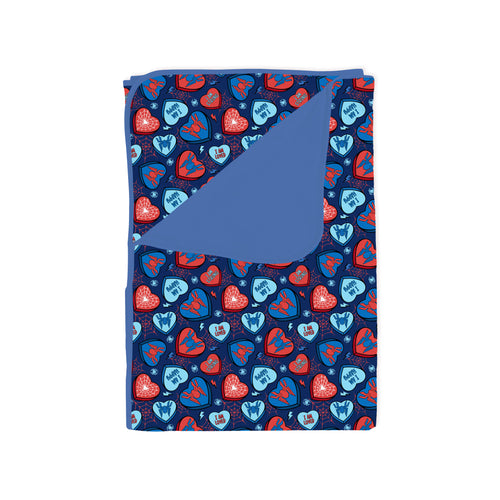 Hero Hearts Blue  Bamboo Blanket