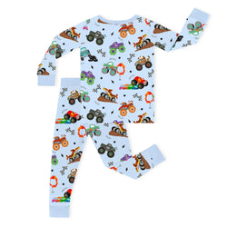 سباق Car Cartoon Kids Bamboo Short Pajama Set