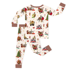 Christmas Safari Park Friends Adventure Kids Bamboo Two-Piece Pajama Set
