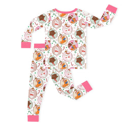 Christmas Jolly Cats Baubles Kids Bamboo Two-Piece Pajama Set