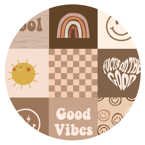 Retro Good Vibes Checkerboard Cream Bamboo Zipper Romper Pajamas