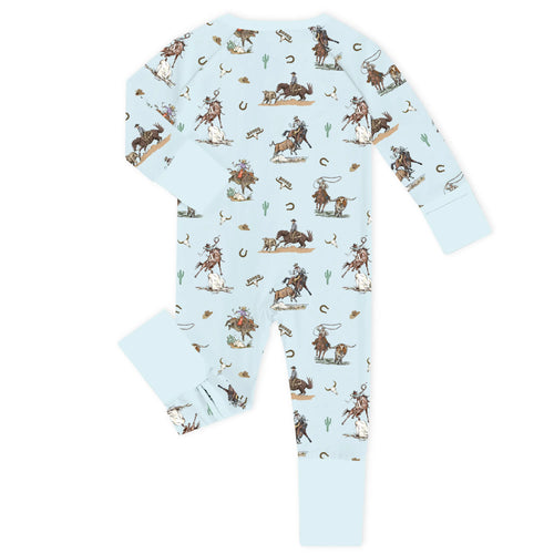 Vintage Western Rodeo Bamboo Zipper Romper Pajamas
