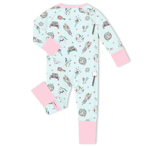 New Year Disco Party Bamboo Zipper Romper Pajamas