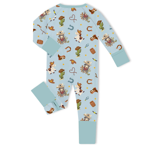Little Cowboy Western Rodeo Bamboo Zipper Romper Pajamas