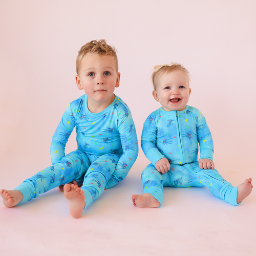 FancyPrince Colorful Fish Kid Bamboo Blue Two-Piece Pajama Set