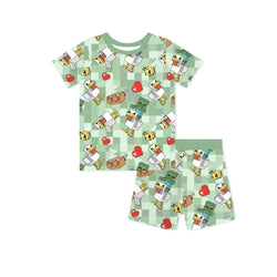 سباق Car Cartoon Kids Bamboo Short Pajama Set