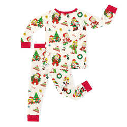 Christmas Golden Hair Girl Kids Bamboo Two-Piece Pajama Set