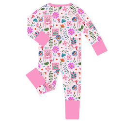 Watercolor Floral Gallery Bamboo Zipper Romper Pajamas