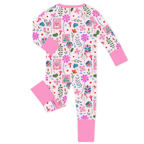 Watercolor Floral Gallery Bamboo Zipper Romper Pajamas