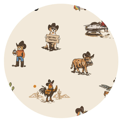 Yeehaw Critters Oatmeal Bamboo Zipper Romper Pajamas