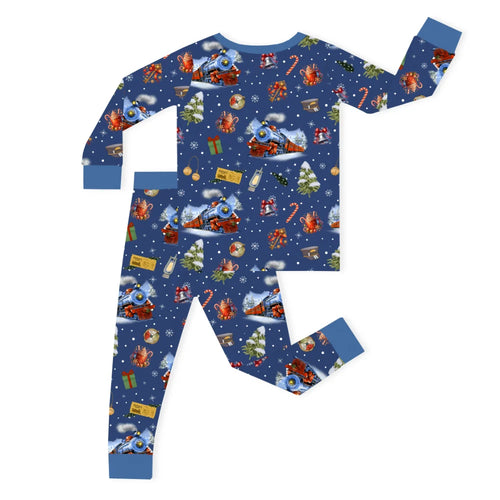 Christmas Snowy Train Adventure and Gift Kids Bamboo Two-Piece Pajama Set