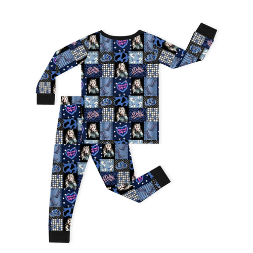Neon Country Disco Black Kids Bamboo Two-Piece Pajama Set