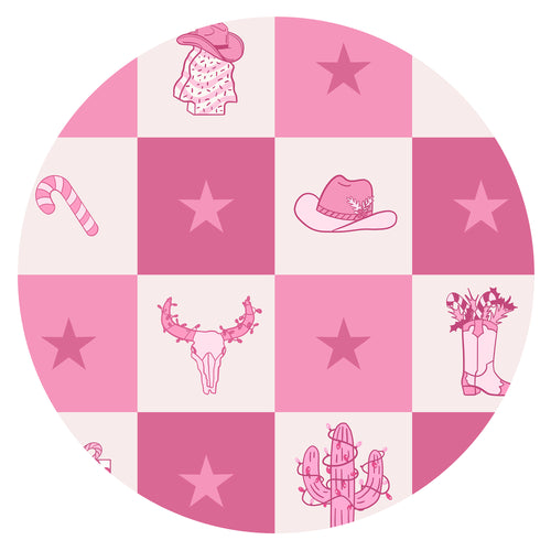 Christmas Cowgirl Checkerboard Kids Bamboo Two-Piece Pajama Set
