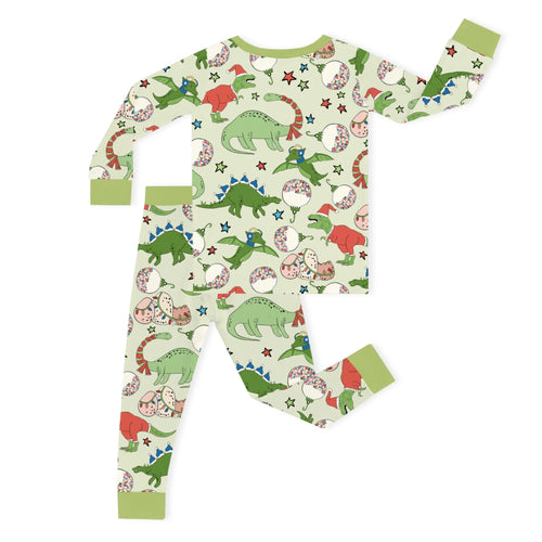 Christmas Cartoon Dinosaur Kids Bamboo Two-Piece Pajama Set