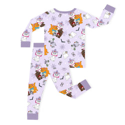 Halloween Midnight Cats and Spider Kids Bamboo Two-Piece Pajama Set