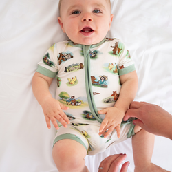 Little Cute Bear Baby Bamboo Short Zipper Romper Pajamas