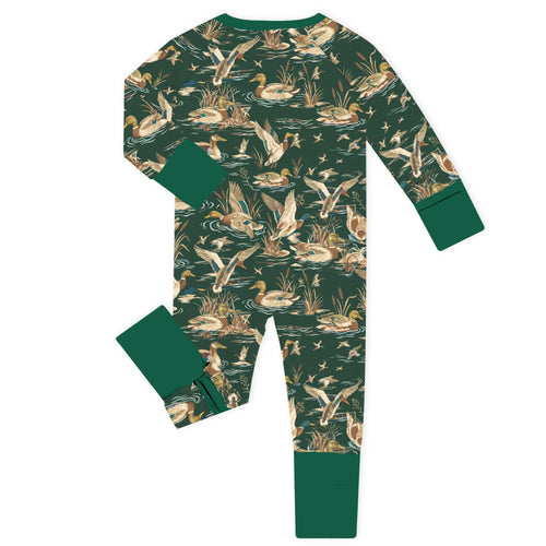 Vintage Marsh Mallards Bamboo Zipper Romper Pajamas