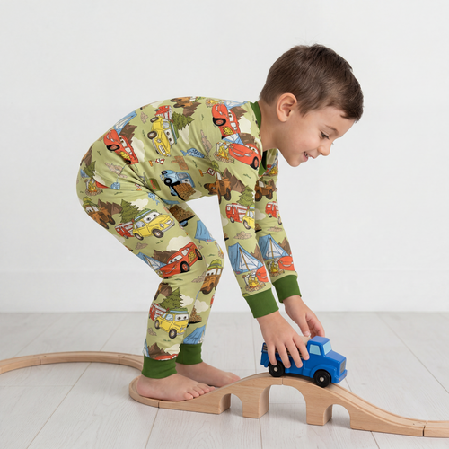 Summer Forest Camping Cars Kids Two-Piece Pajama Set