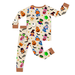 Halloween Colorful Buckets and Fast-food Friends Kids Bamboo Two-Piece Pajama Set
