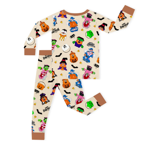 Halloween Colorful Buckets and Fast-food Friends Kids Bamboo Two-Piece Pajama Set