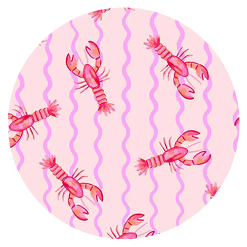 Pink Coastal Lobster Pink Bamboo Zipper Romper Pajamas