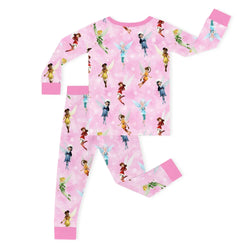 Winter Forest Fairy Friends on Cotton Pink Kids Bamboo Two-Piece Pajama Set