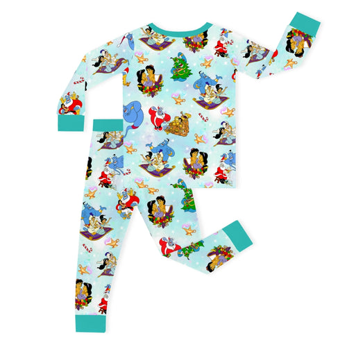 Christmas Blue Genie and Royal Couples Kids Bamboo Two-Piece Pajama Set