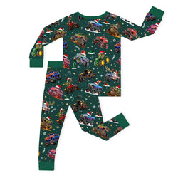 Christmas Colorful Truck Ride Game Kids Bamboo Two-Piece Pajama Set