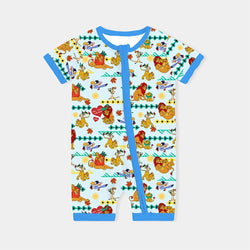 Father‘s Day Lion Baby Bamboo Short Zipper Romper Pajamas