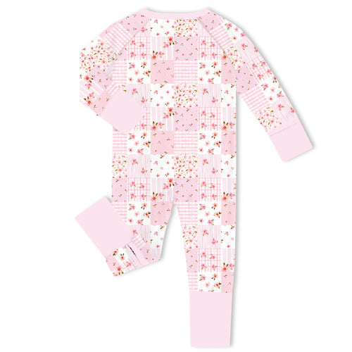 Valentine Floral Quilt Bamboo Zipper Romper Pajamas