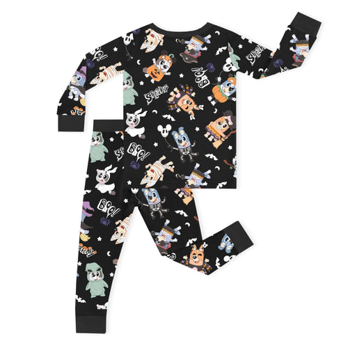 Halloween Pumpkin Pup Parade Kids Bamboo Two-Piece Pajama Set