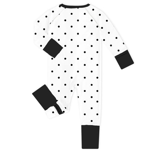 Monochrome Polka Dots Bamboo Zipper Romper Pajamas