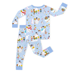 Christmas Woodland Snowman and Friends Kids Bamboo Two-Piece Pajama Set