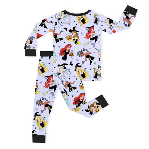 Halloween Princess Pumpkin Bats Purple Kids Bamboo Two-Piece Pajama Set