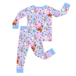 Christmas Big Face Snowman Multicolor Kids Bamboo Two-Piece Pajama Set