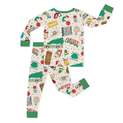 Christmas Green Face Life Kids Bamboo Two-Piece Pajama Set