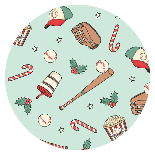 Christmas Baseball Holiday Red Bamboo Zipper Romper Pajamas