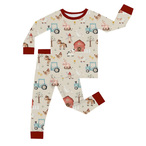 🔥New Deals FancyPrince Animal House Car Kid Bamboo Two-Piece Pajama Set