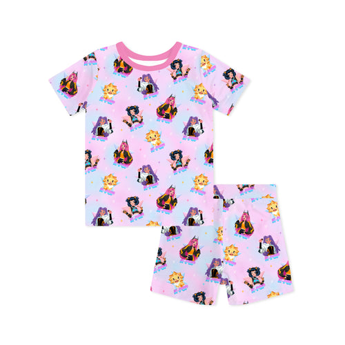 K-Pop Star Dreams and Sparkles Kids Bamboo Short Two-Piece Pajama Set