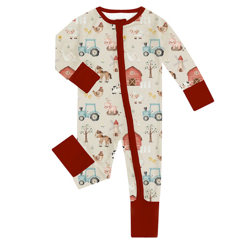 🔥New Deals FancyPrince Animal House Car Baby Bamboo Zipper Romper Pajamas